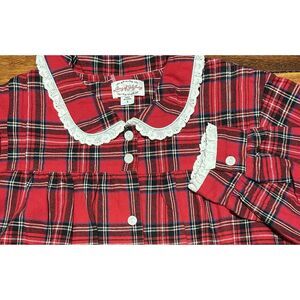 Lanz of Salzburg‎ Flannel Night Gown Sz Small Red Tartan Plaid Prairie Cottage